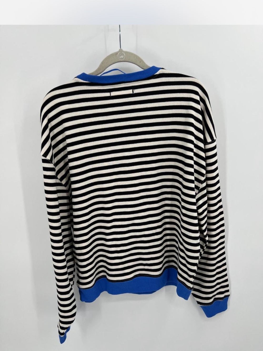 We The Free Black and White Striped Sweatshirt with Blue Trim size XS NWOT - Picture 9 of 17